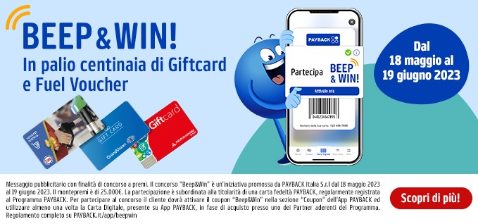 Partecipa al nuovo concorso “Beep&Win” dal 18 maggio al 19 giugno 2023.